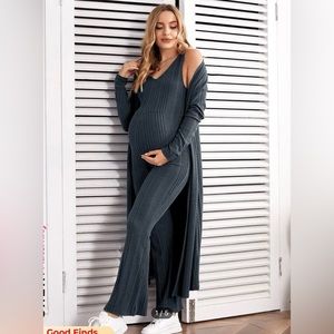 Maternity jumpsuit with long cardigan
